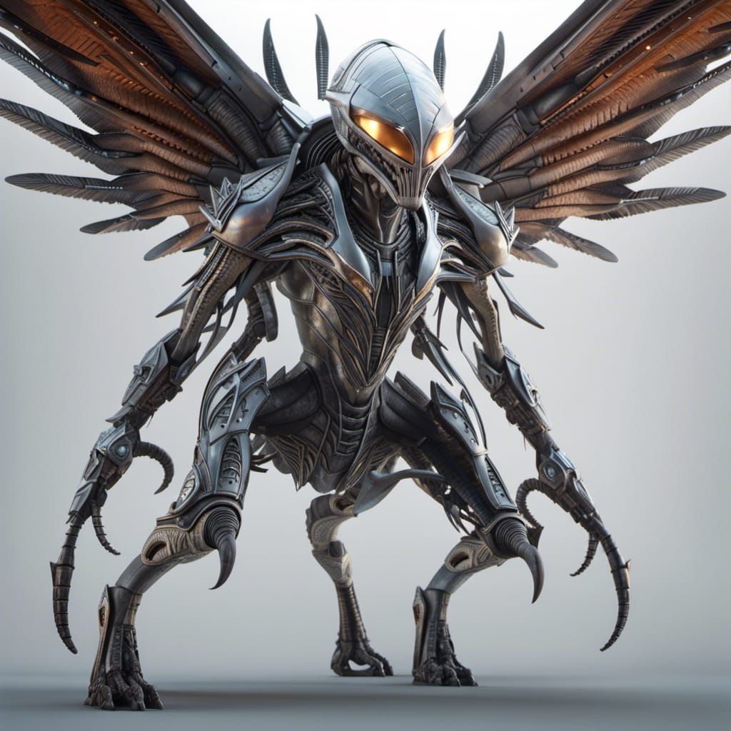 Winged Alien Creature in Sci-Fi Wasteland