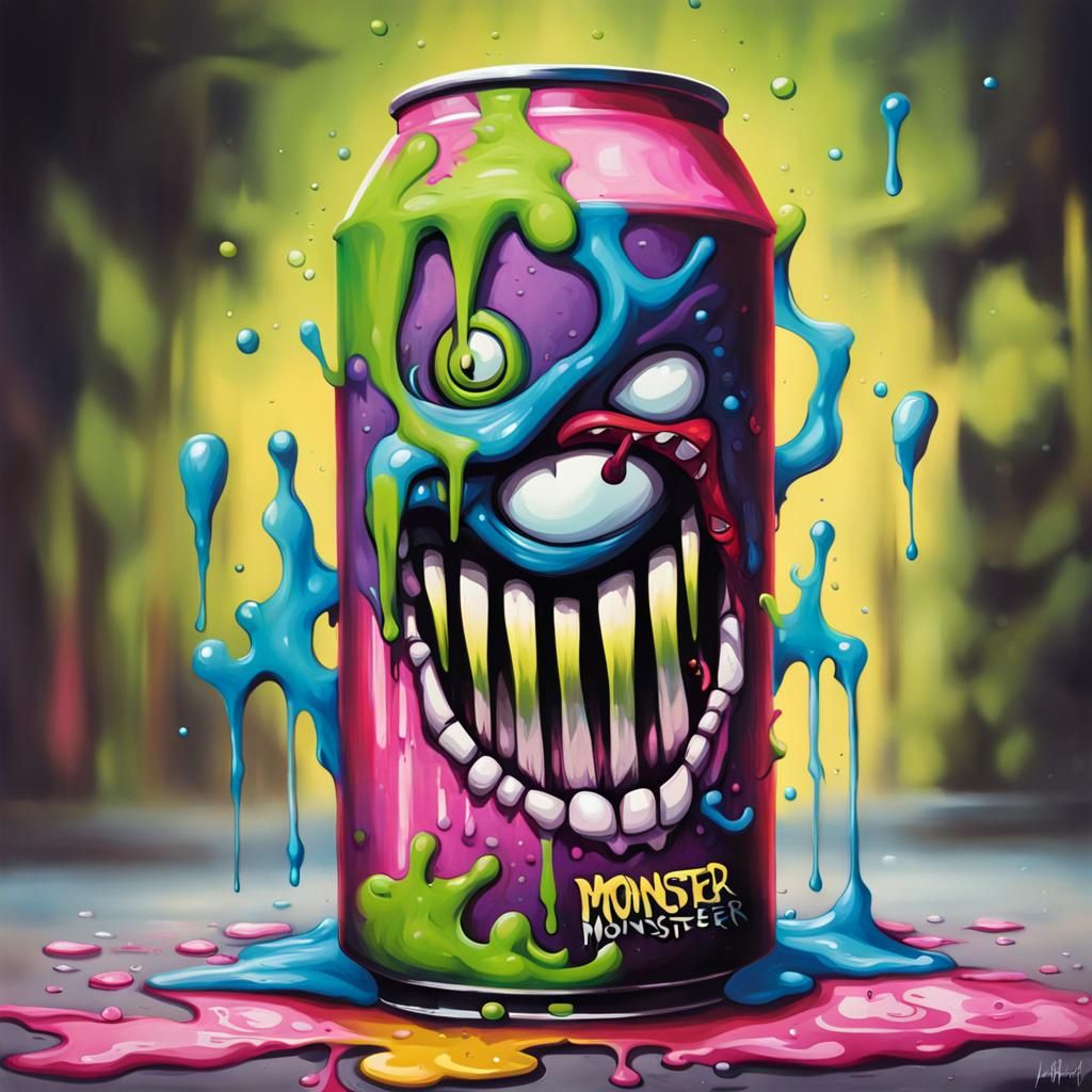 Monster Drink as Graffiti Splash Art