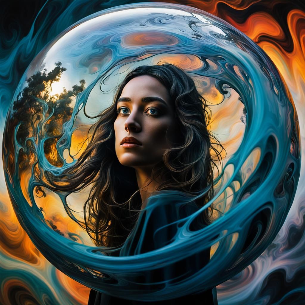 Mystical Orb Portrait in Surrealist Style