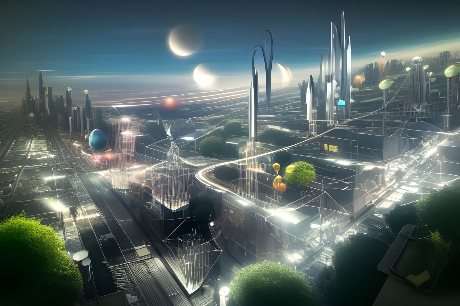 Futuristic Endless Cityscape at Street Level
