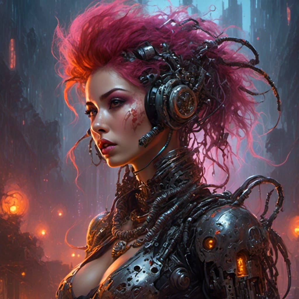 Heavy Metal Punk Rocker Cyborg Woman