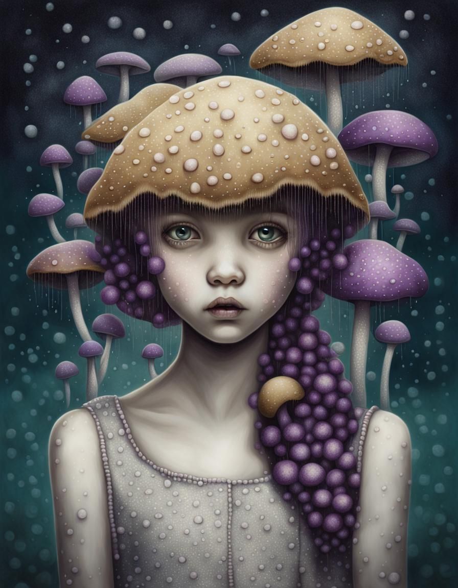 Underwater Purple Mushrooms: Detailed Fantasy Art