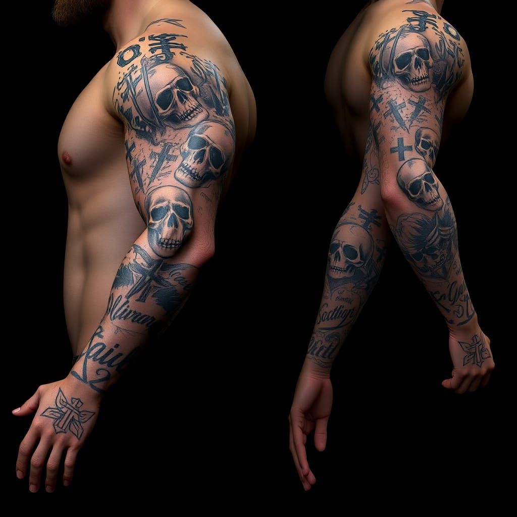 Hyper-Realistic Full-Body Tattoo Artwork in WWE-Inspired Sty...
