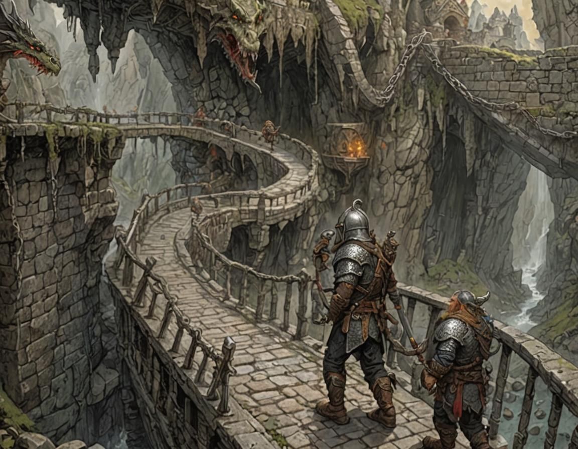 Adventurers Approach Dragon Dungeon with Goblin Trap