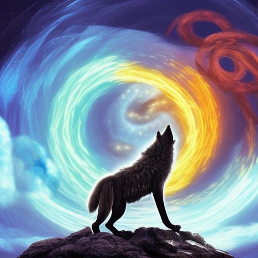 Elemental Wolf Leaping Through Storm Portal