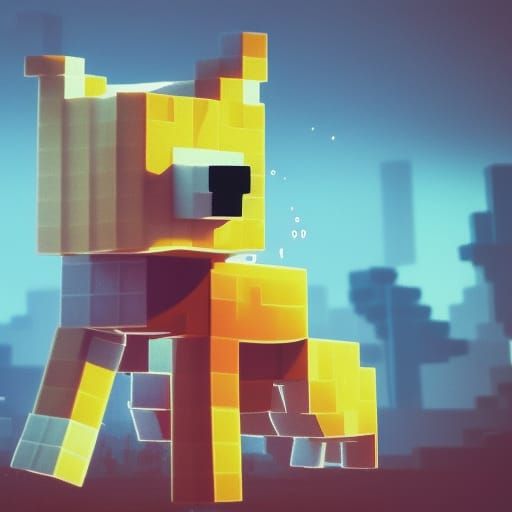 Hyperrealistic Minecraft Fox Splash Art