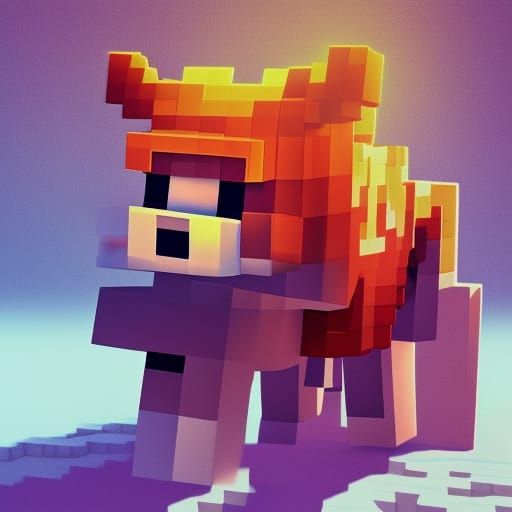 Hyperrealistic Minecraft Fox Splash Art