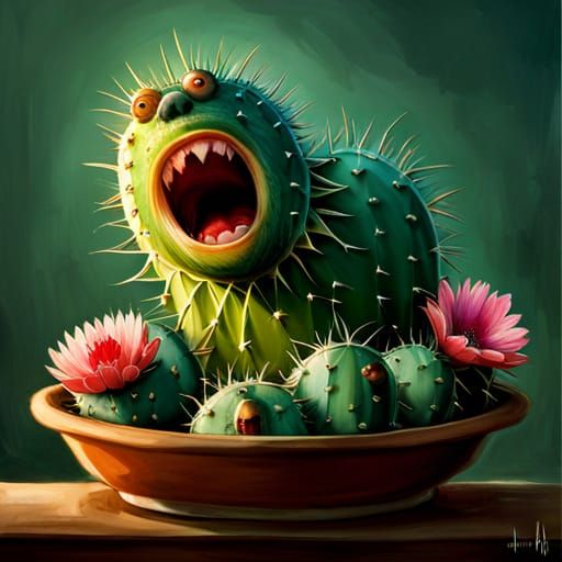 Monster Cactus with Mouth: Fantasycore Artwork