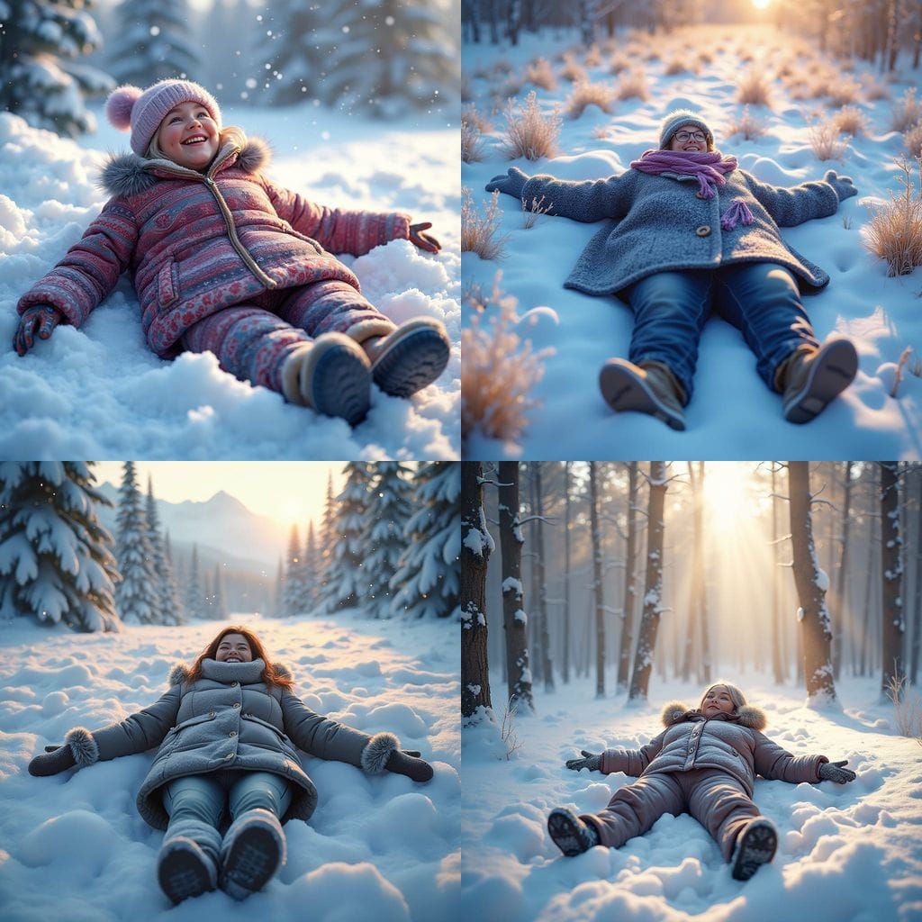 Fantastical Snow Angel in Vibrant Winter Wonderland
