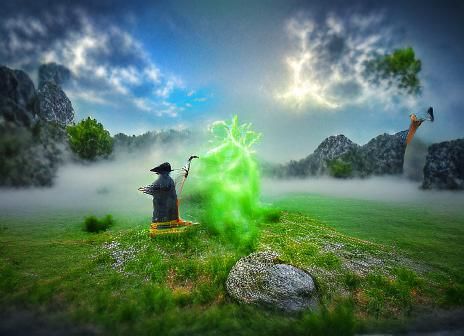 Wizard Casting a Spell with Magic Energy
