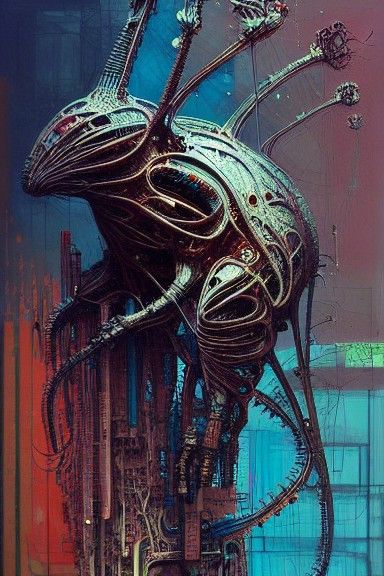 Biomechanical Kangaroo with Cybernetic Implants, Giger Style