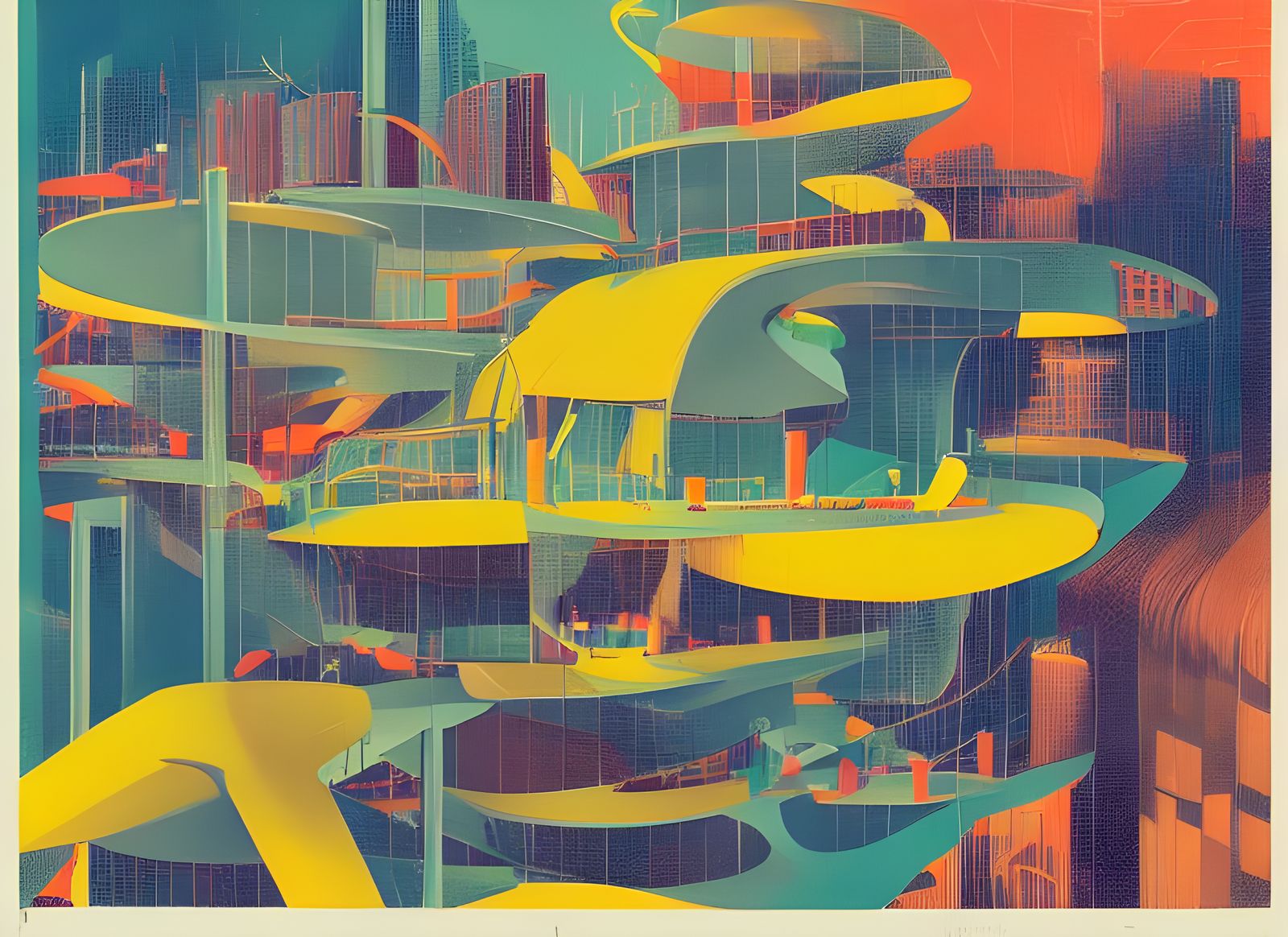 Isometric Cityscape in Retro Synthwave Style