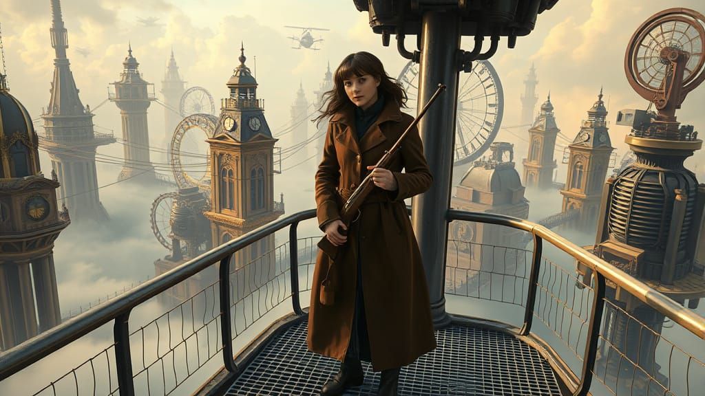 Bioshock Infinite Cityscape with Woman on Gondola