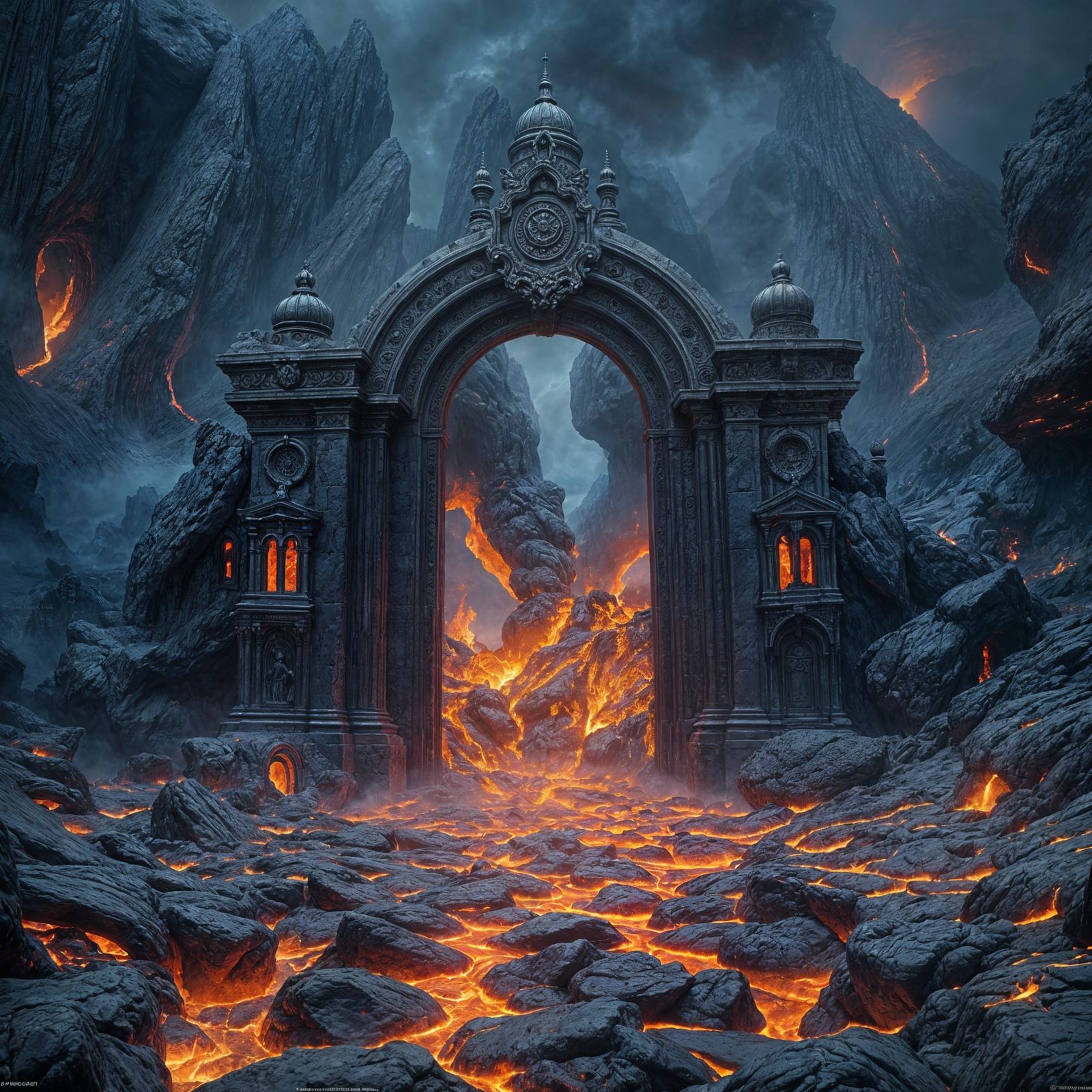 Lava Gate to Hell in Detailed Matte Painting