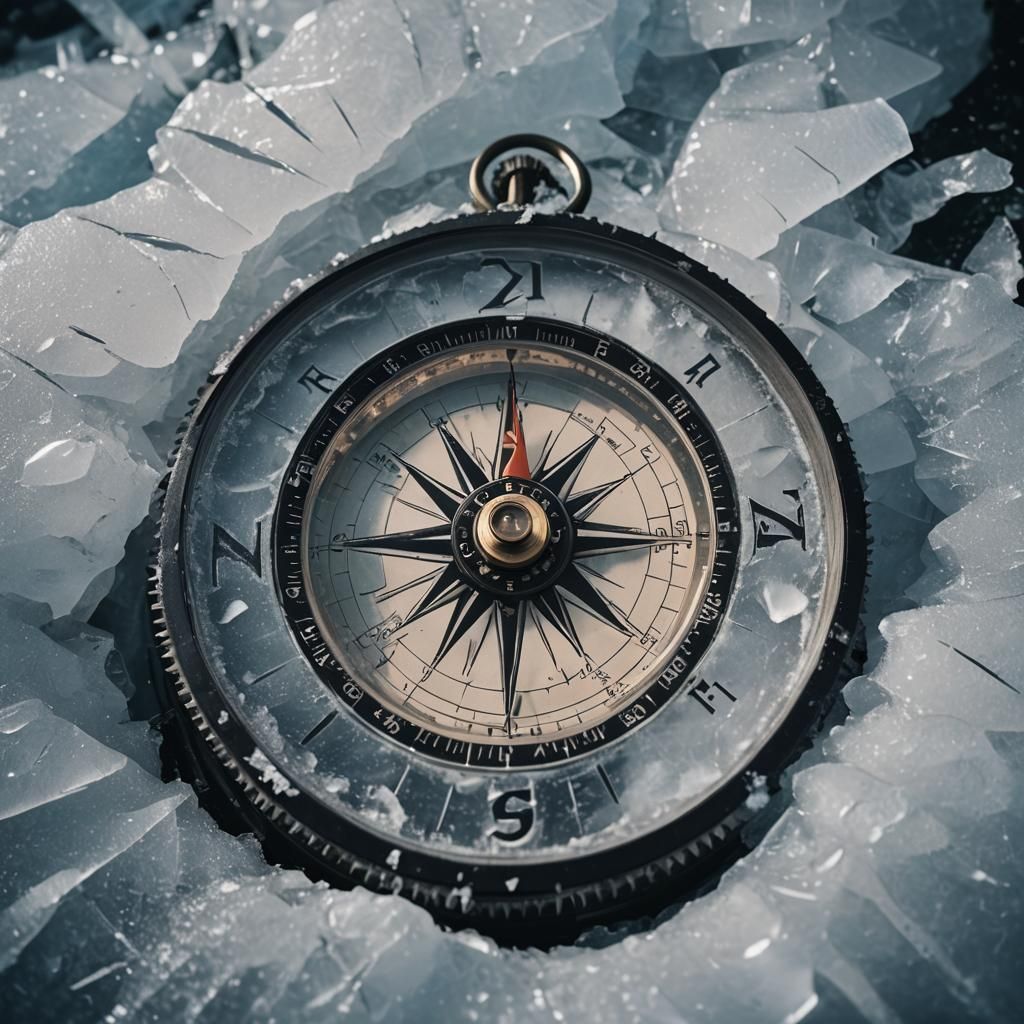 Icy Compass: A Cinematic Film Still