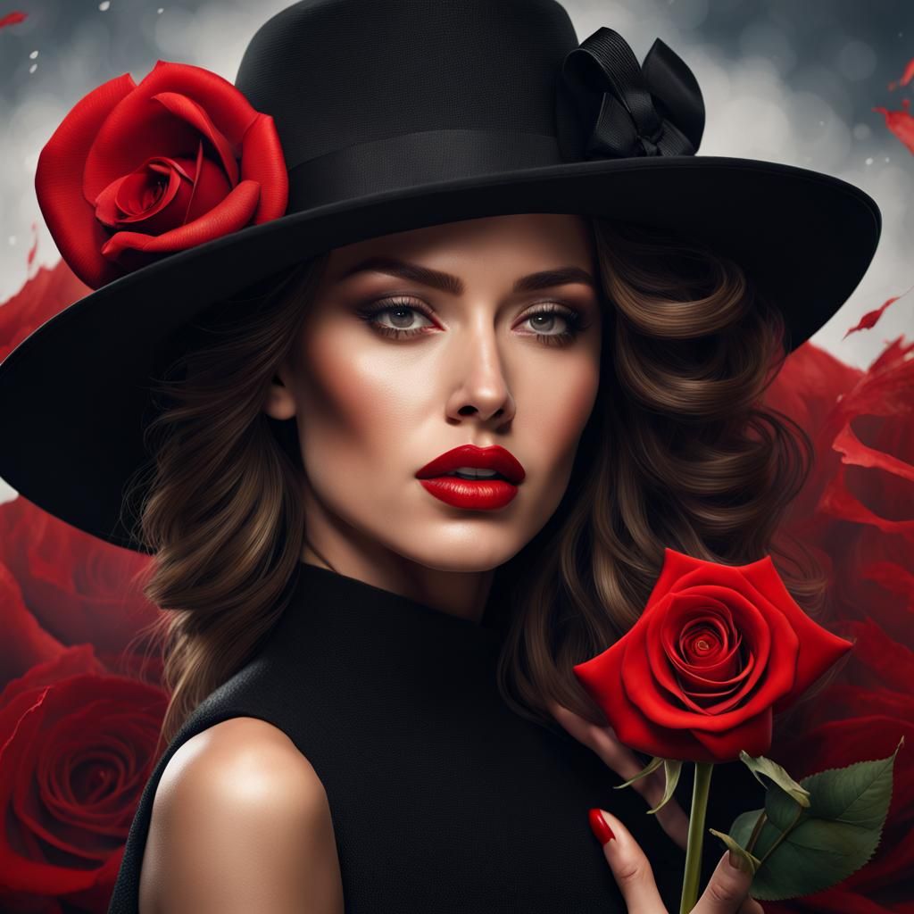 Elegant Woman in Hat: Hyperrealistic Beauty Portrait