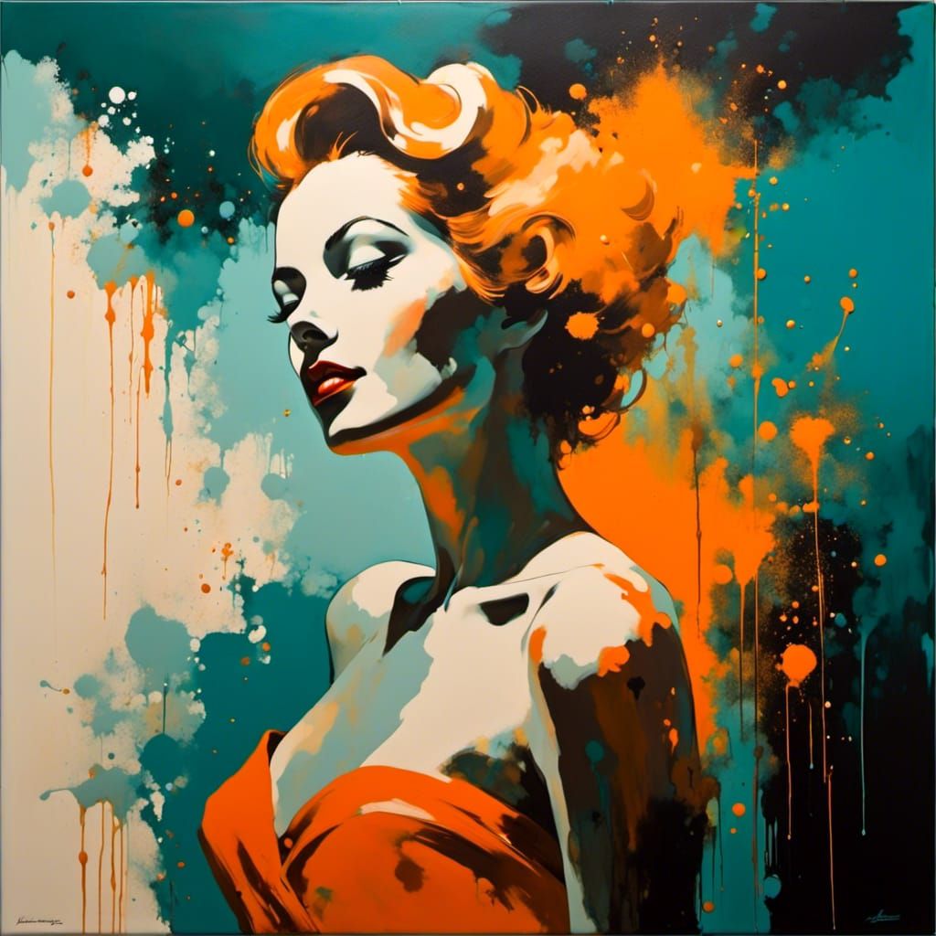 Minimalist Pin-Up Silhouette in Abstract Acrylic Style