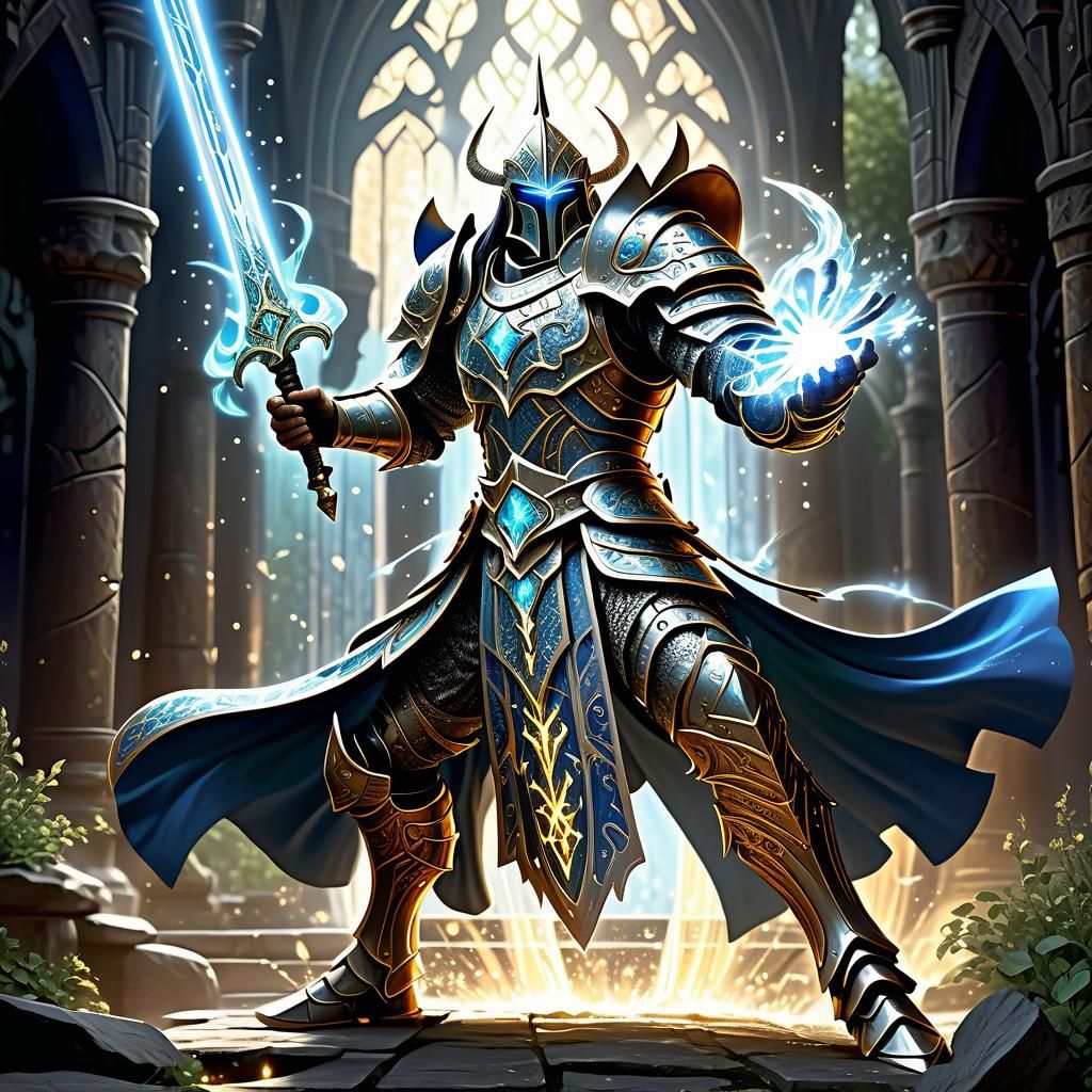 Paladin Battlemage Warrior with Magical Longsword