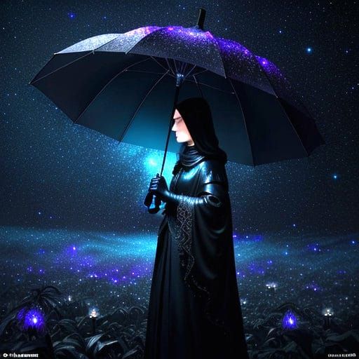 ominous umbrella with a black canopy that absorbs surrounding light