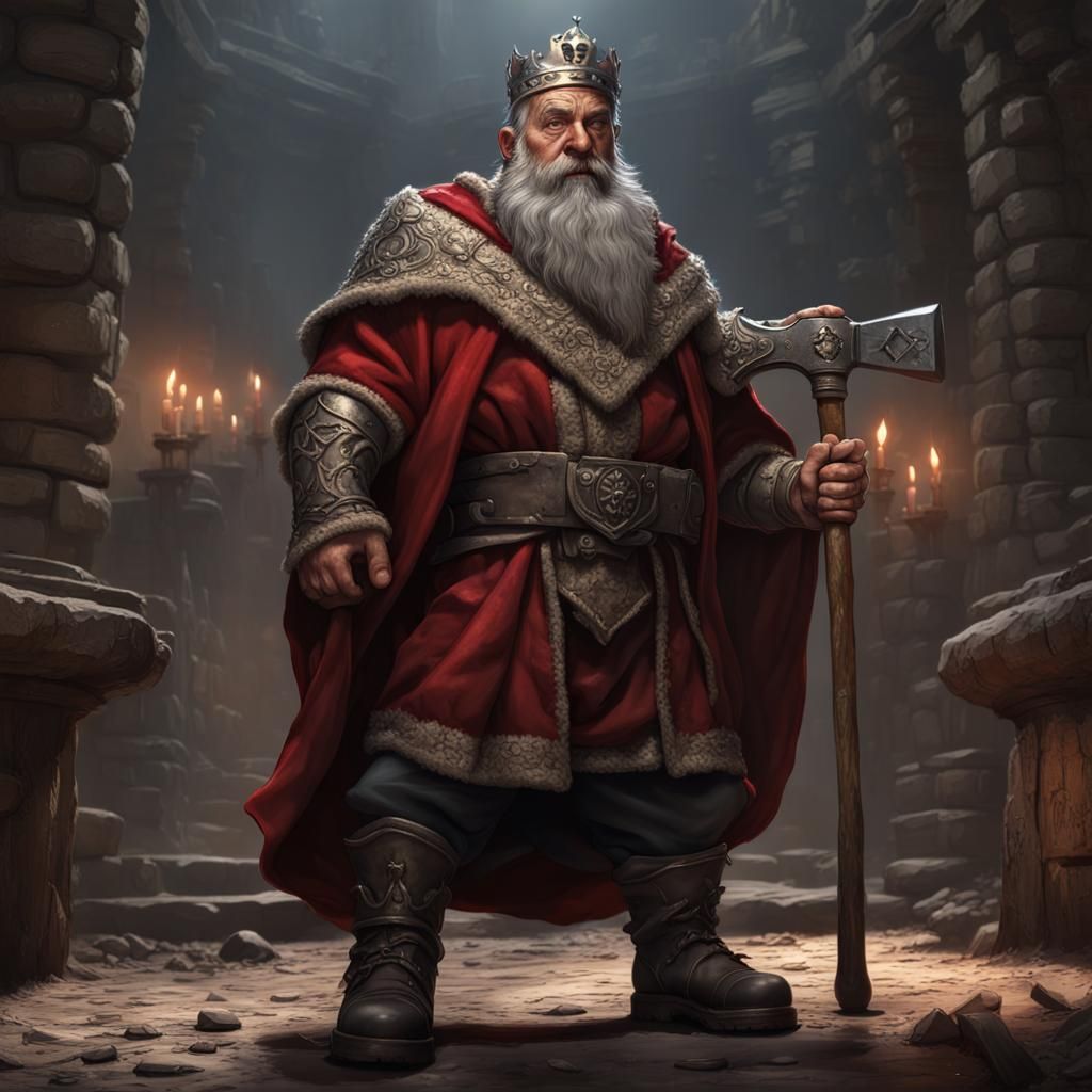 Dwarf King with Hammer: Dark Fantasy Concept Art