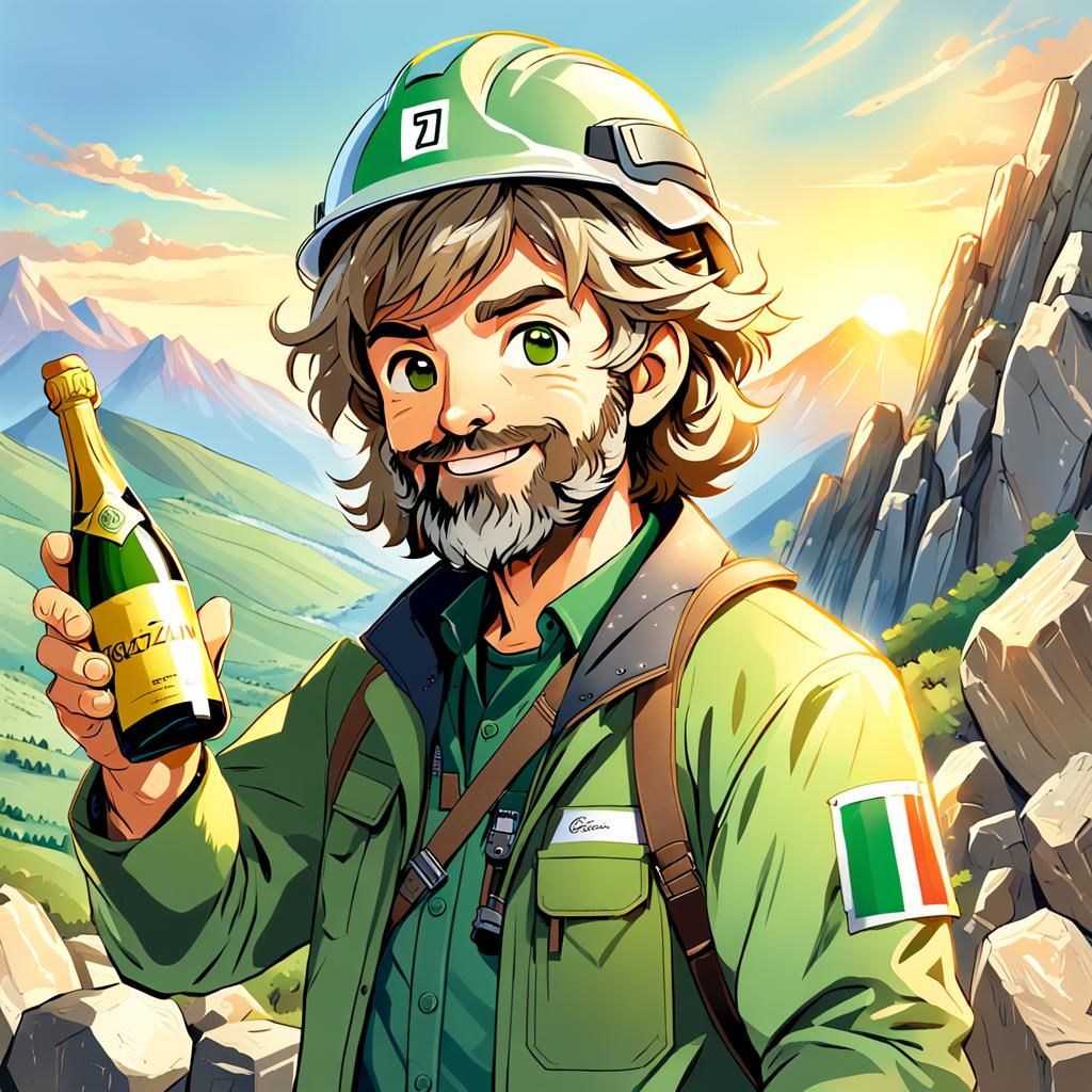 Happy Italian Geologist Celebrates in Anime Style