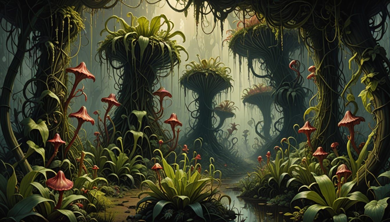 Gothic Horror Garden of Carnivorous Plants