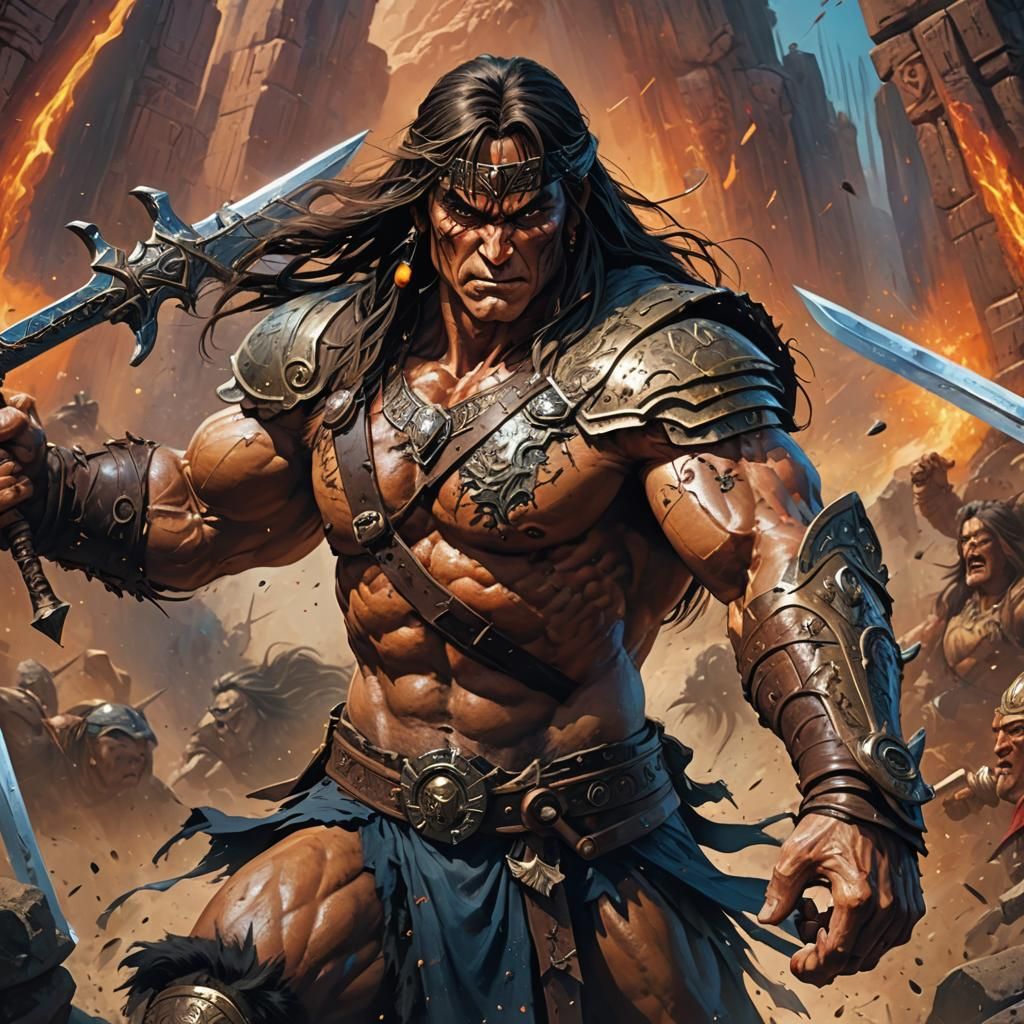 Conan the Barbarian Fantasy Art with Sword
