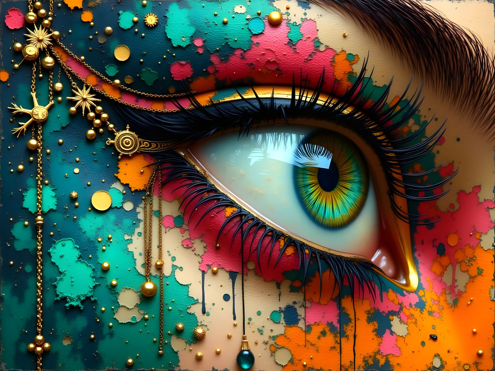 Gorgeous Emerald-Eyed Woman in Artistic Style