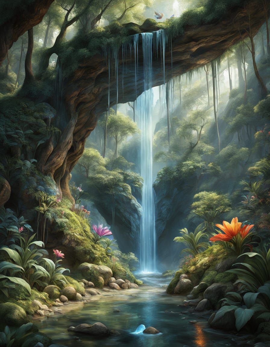 Crystal Oasis in Ethereal Fantasy World
