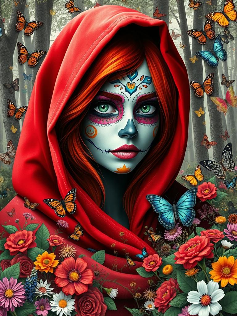 Woman in Día de los Muertos Face Paint