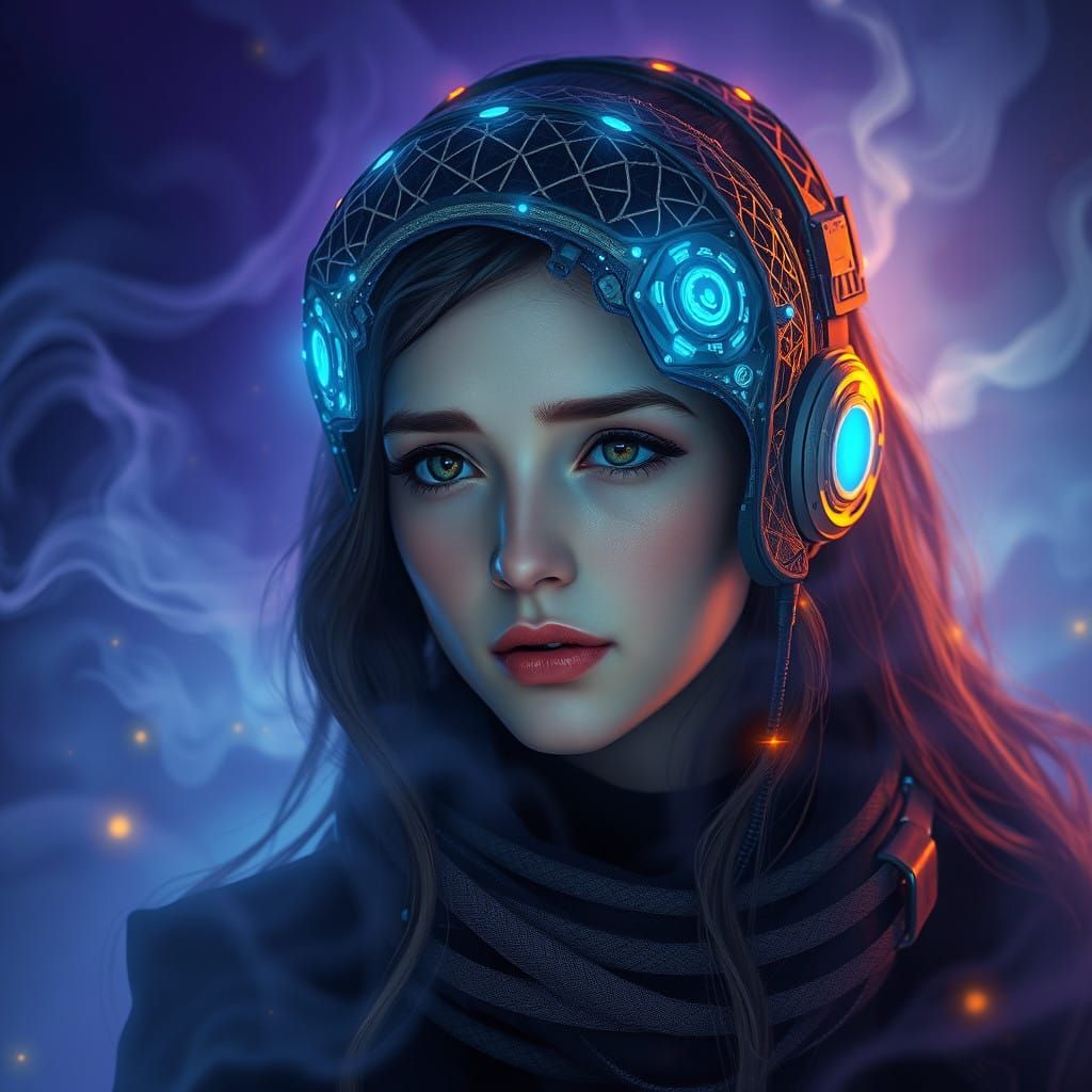 Surrealism Meets Cyberpunk in a Dreamlike, Glowing Realm