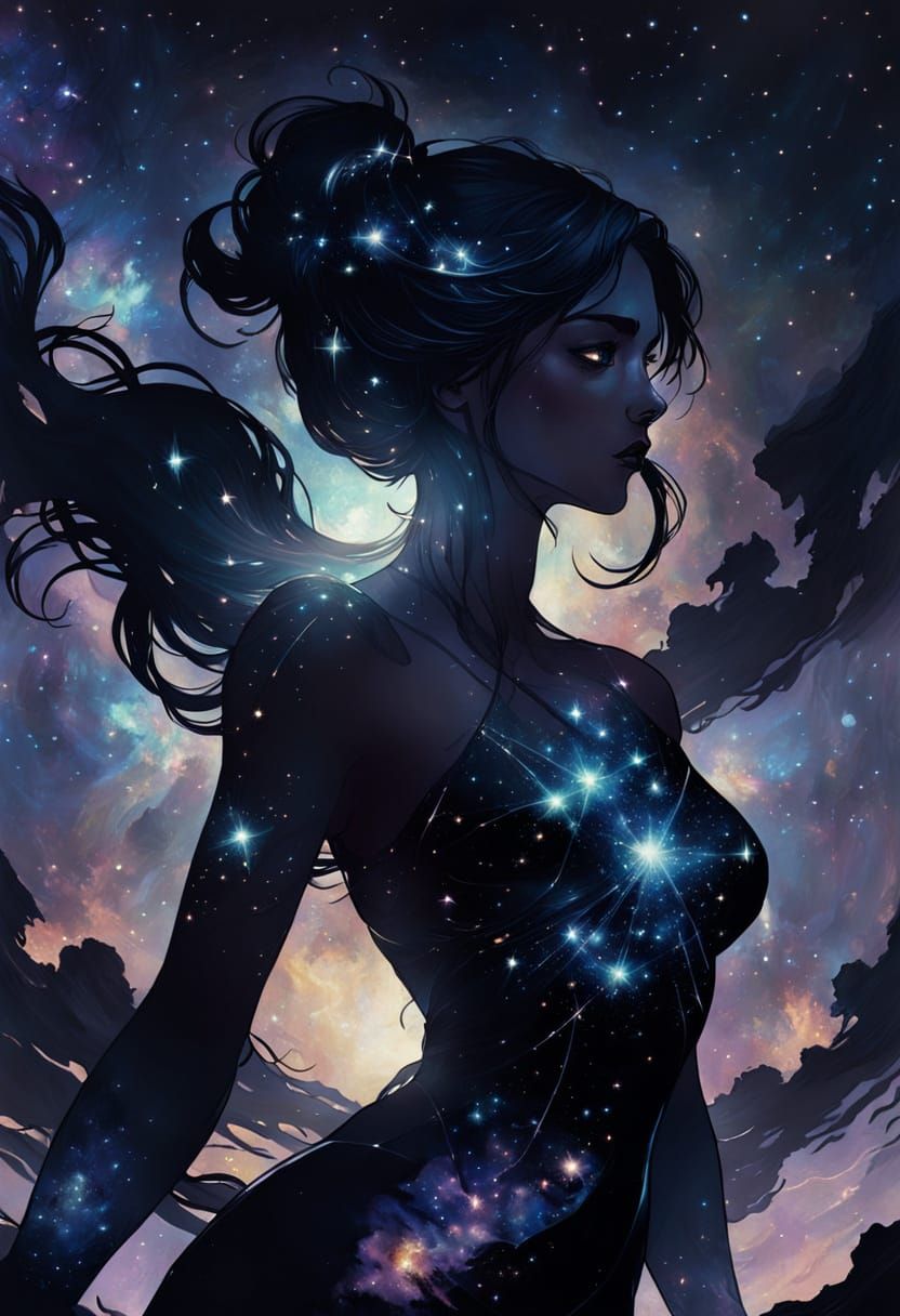 Ethereal Goddess of the Cosmos in Pastel Hues