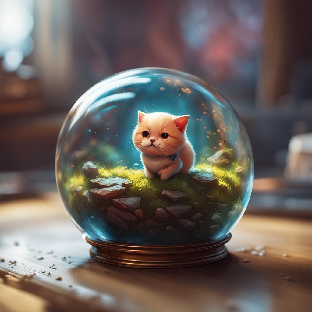 Oakenfold in Glass Sphere: Chibi Digital Art