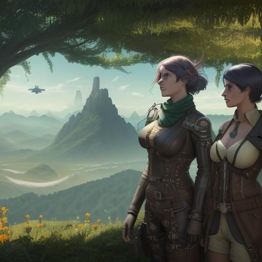 Dieselpunk Airships Soar Over Fantasy Landscape