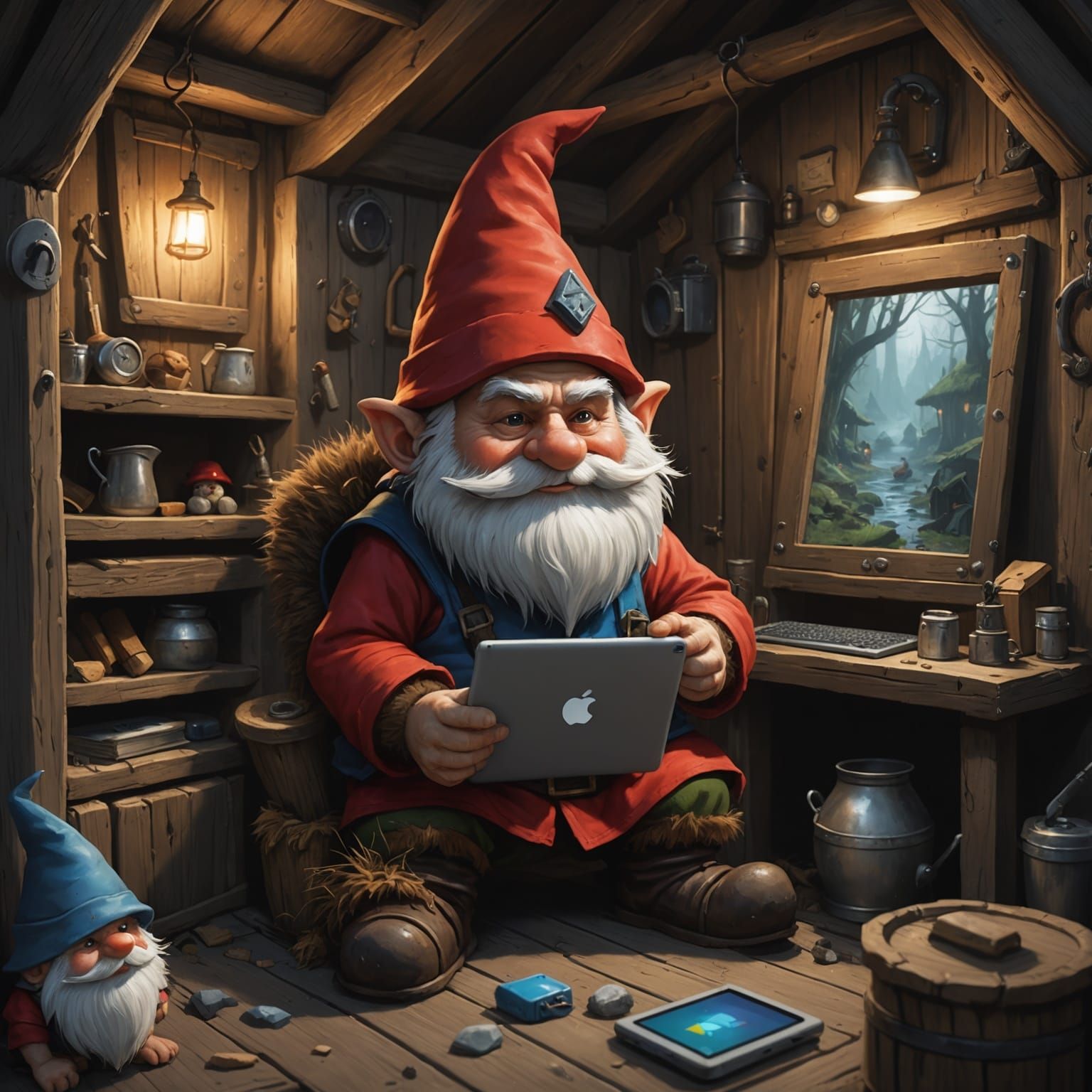 Furry Gnome Creates AI Art Inside Hut
