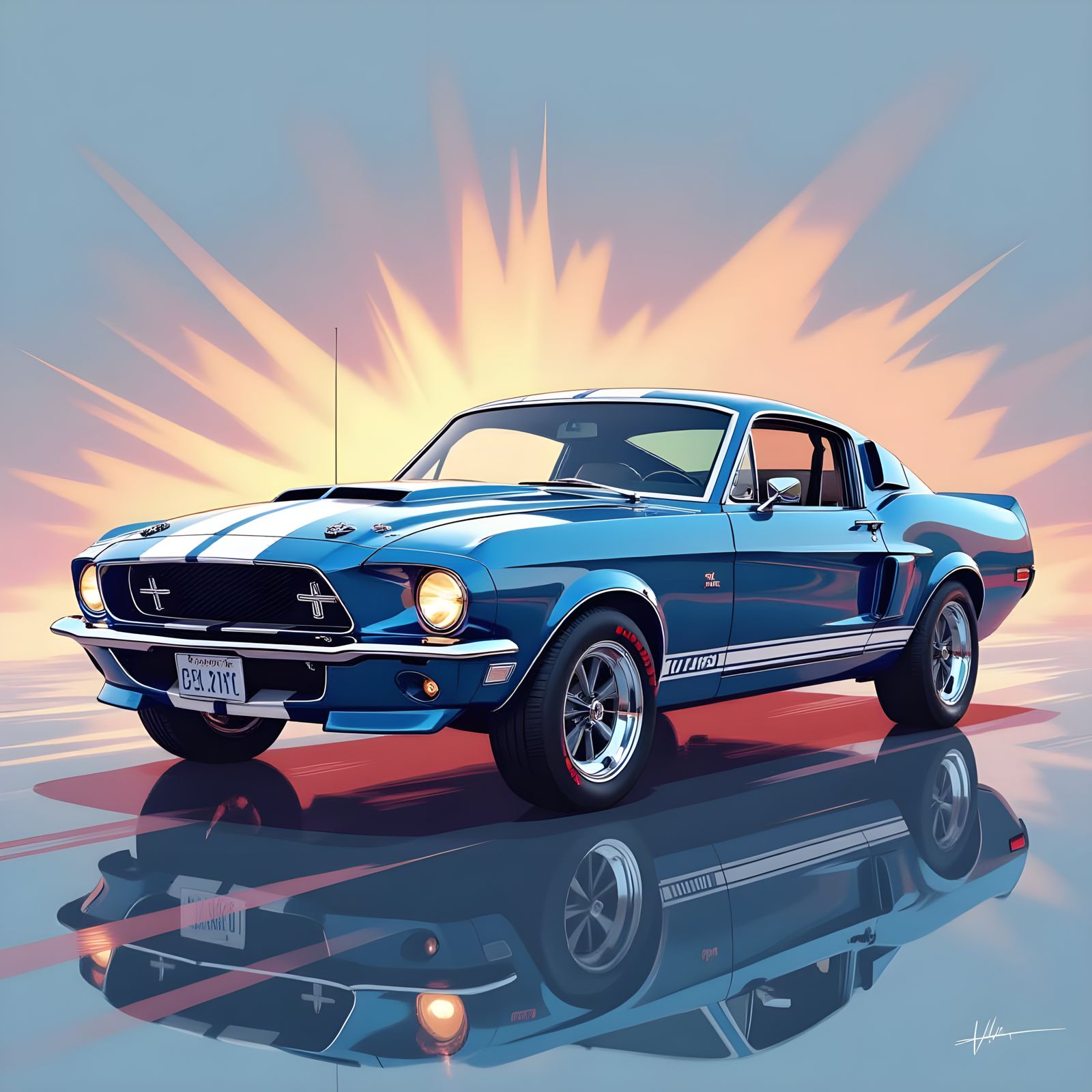 1968 Ford Mustang Shelby GT500 in Splash Art Style