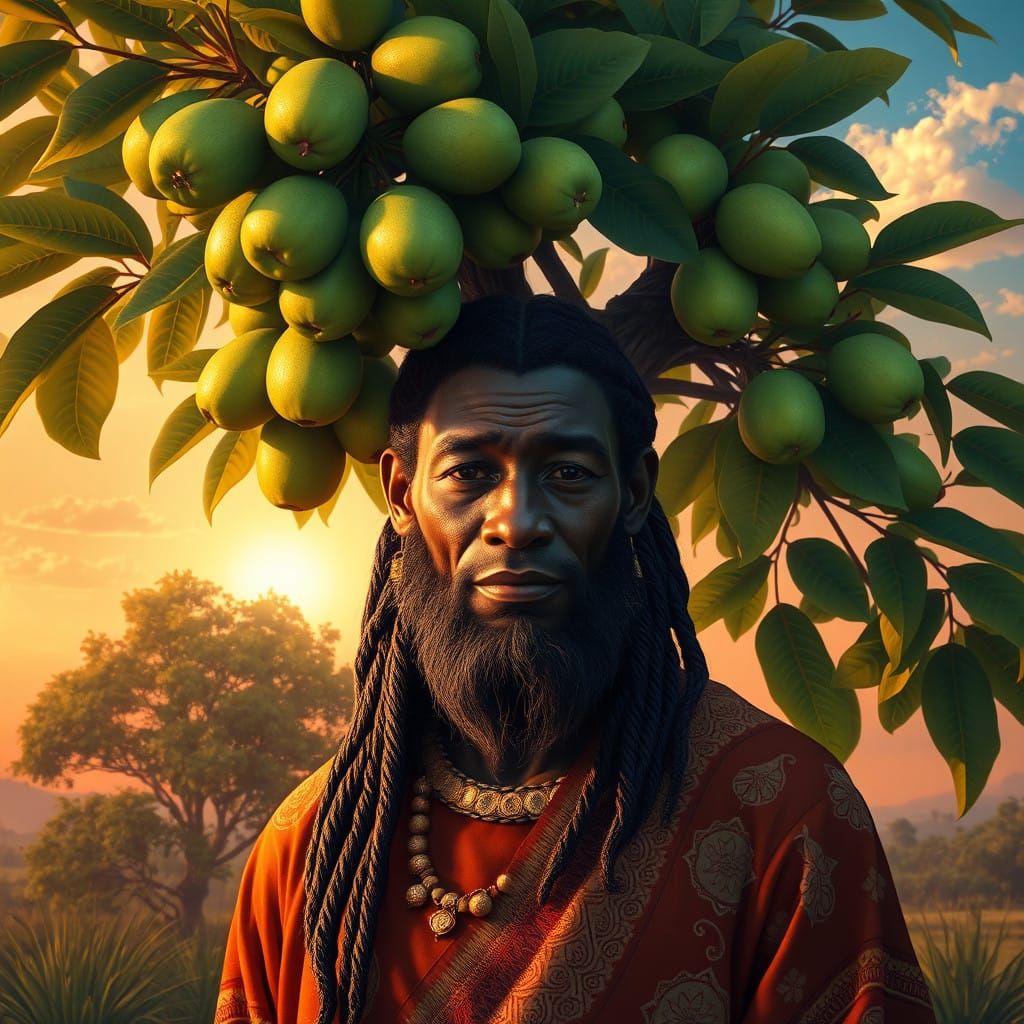 Wise Ubuntu Being Amidst Vibrant Guava Tree Landscape