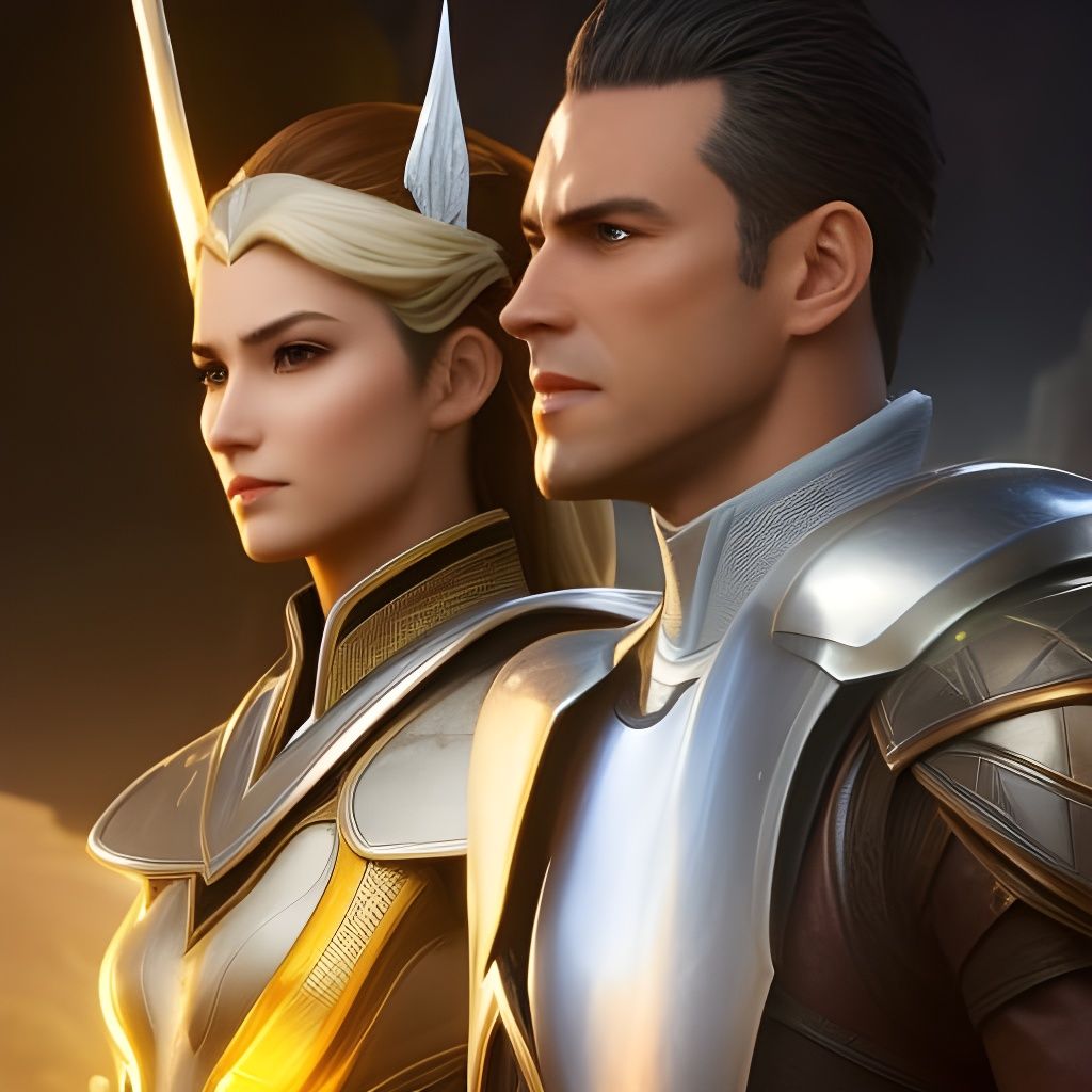 Charming Knight with Rainbow Eyes, Digital Painting