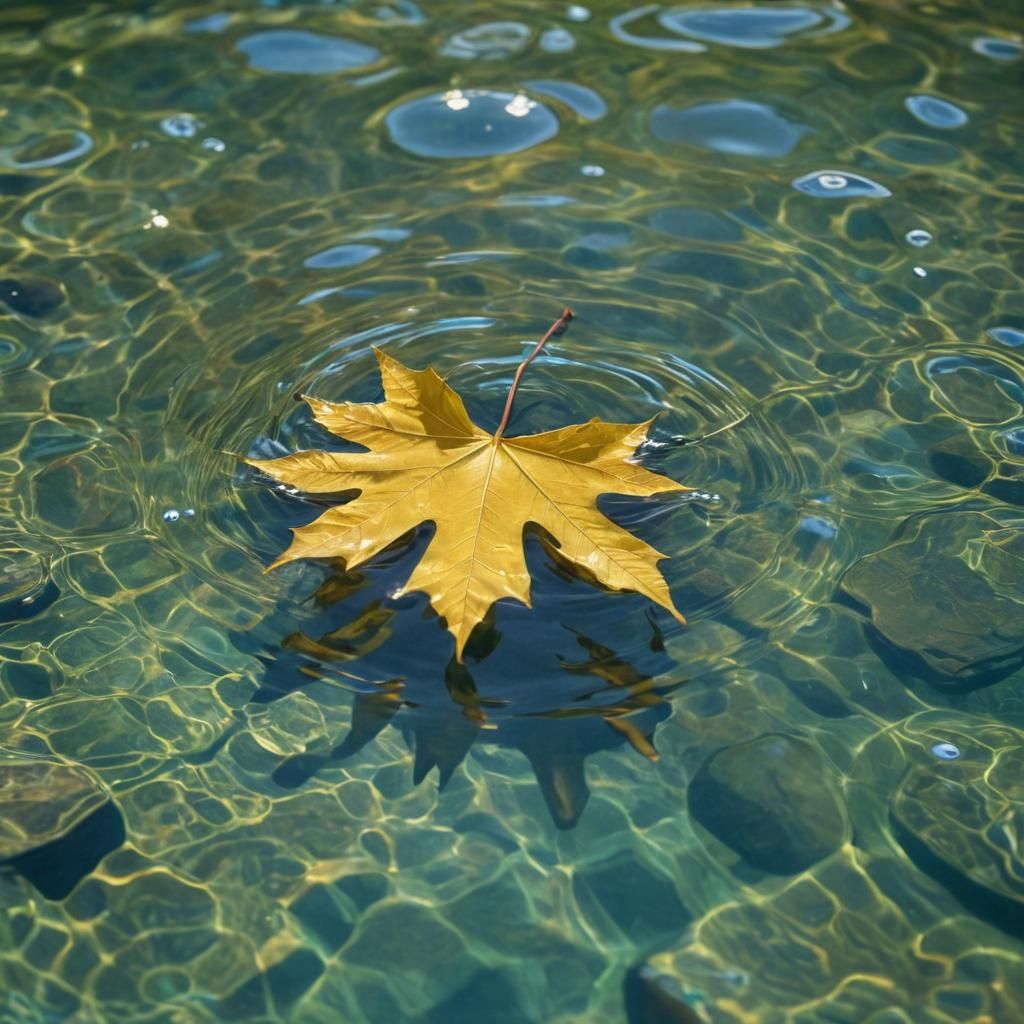 Yellow Leaf's Gentle Descent: An Oil Painting