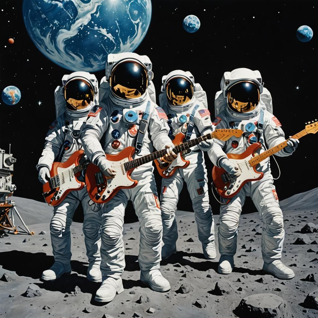 Rock and Roll Band Plays in Outer Space