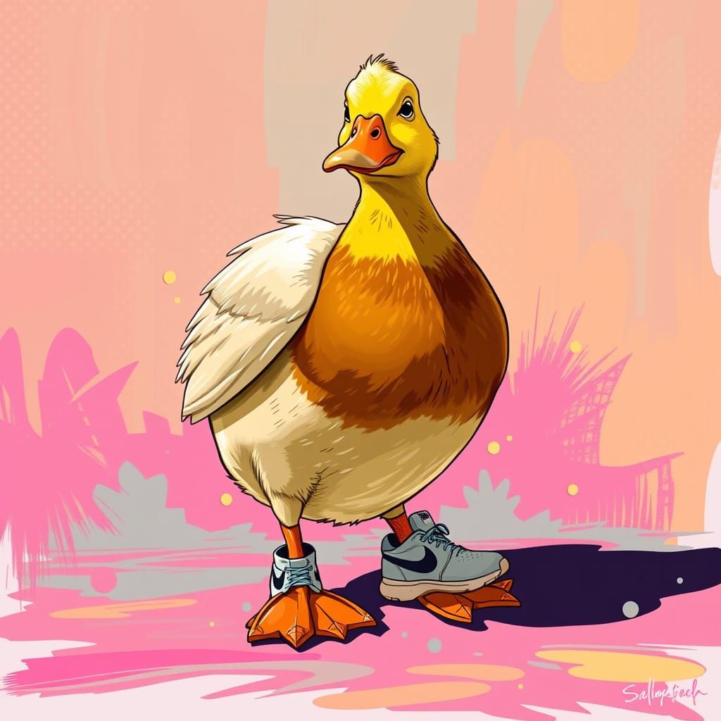 Duck in Nikes: Stylized Realism Art
