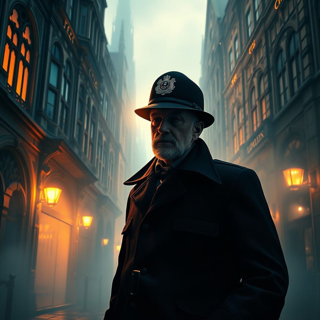 Mysterious Victorian Policeman in Foggy London Streets