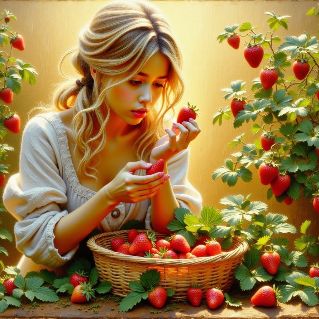 Ethereal Summer Portrait with Strawberries