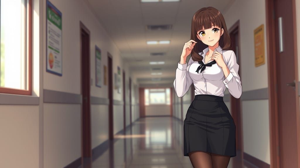 Anime Schoolgirl Pin-Up in Cinematic Lighting