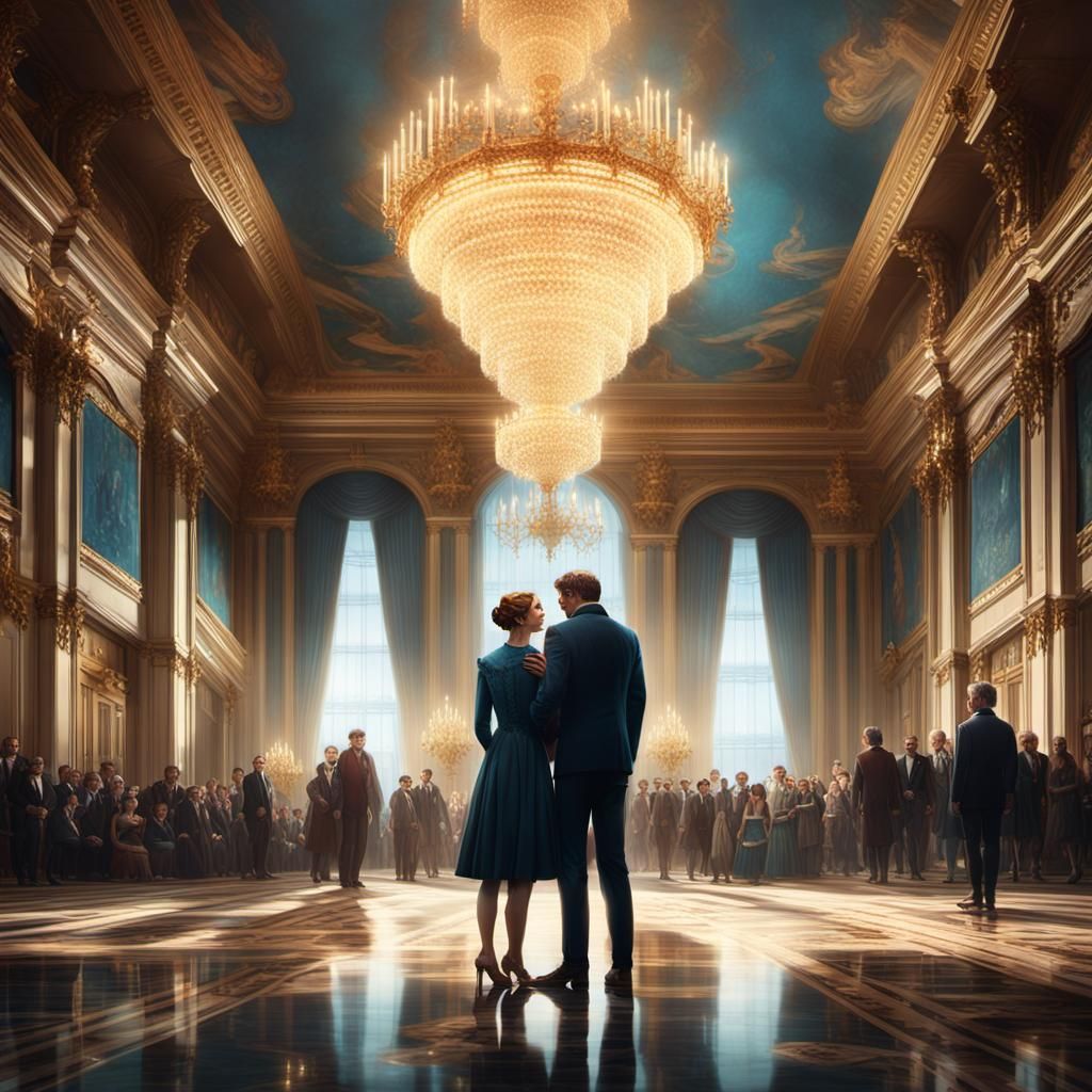Cinematic Ballroom Scene in Digital Matte Painting Style