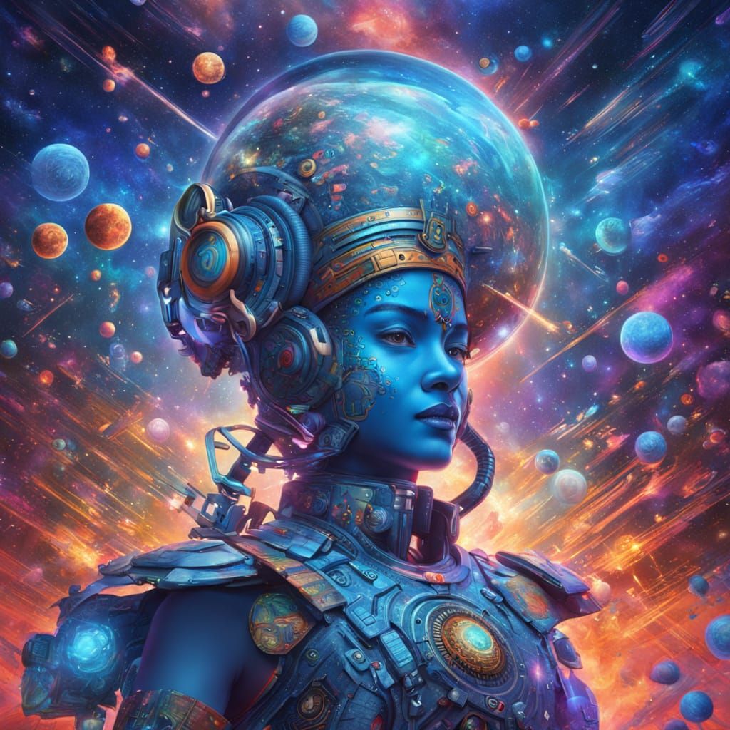 Androgynous Cyborg Krishna in Cosmic Holographic Dance