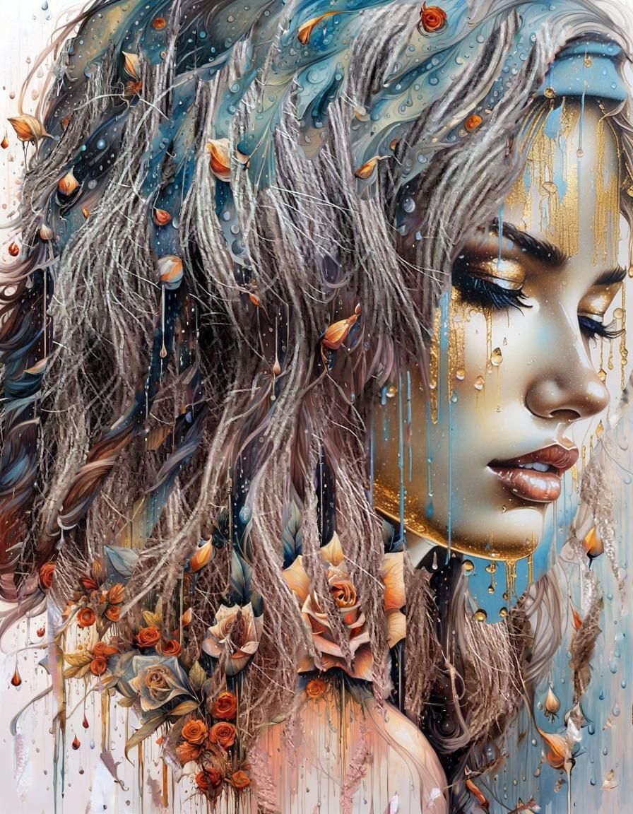 Rainy Remembrance: Emotional Portrait in Watercolor Style