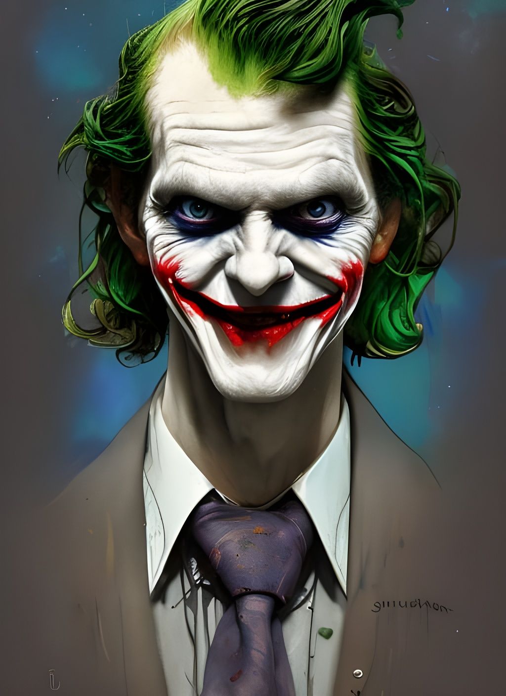 The Joker Crayon Caricature in Whimsical Style