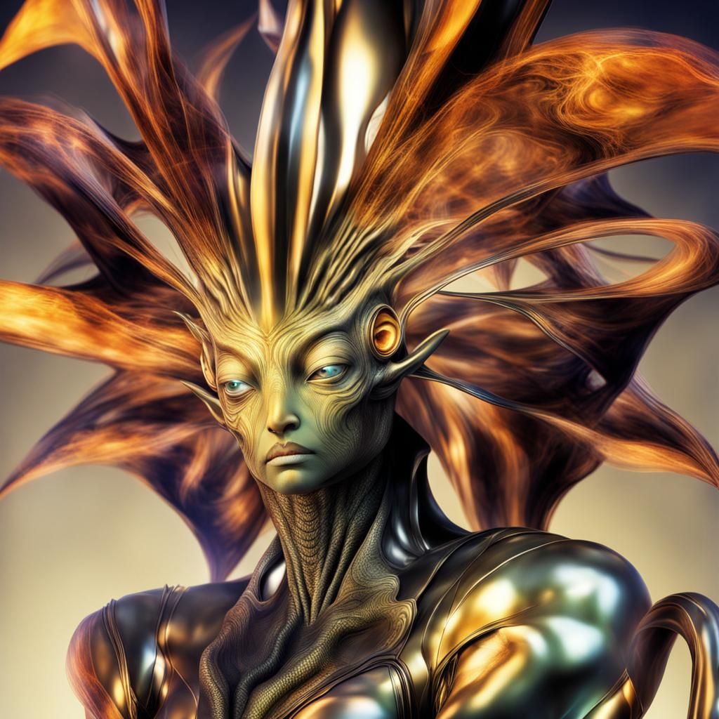 Photorealistic Aliens in Exotic Fashion: Detailed 8K Image