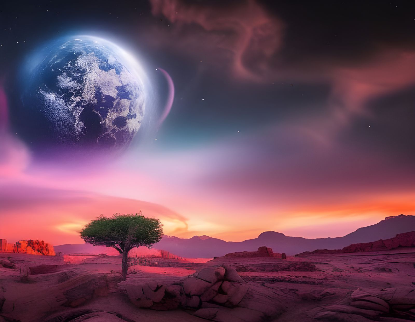 Fish Beast Portrait in Surreal Cloudy Sky